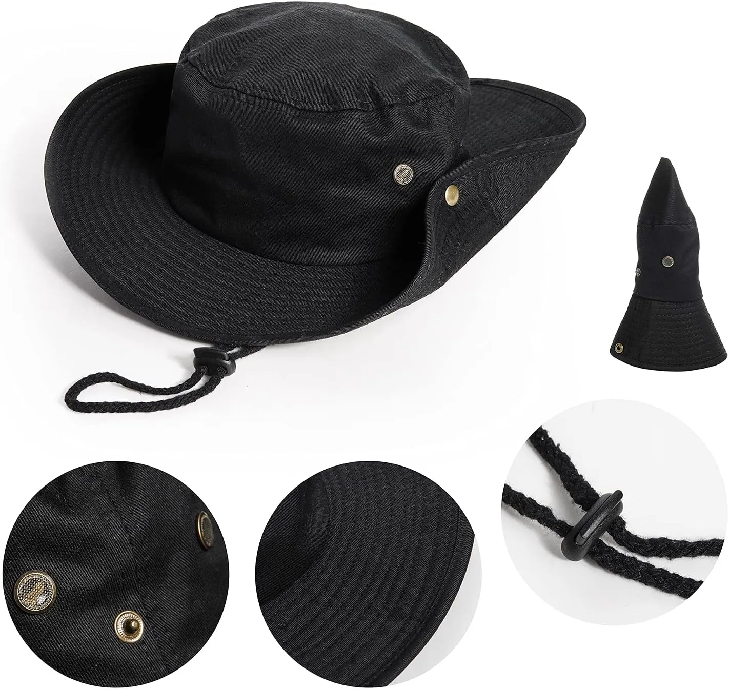 Cotton Sun Hat for Men and Women Wide Brim Foldable Sun Boonie Hunting Fishing Safari Bucket Hat(7 1/2 Size)