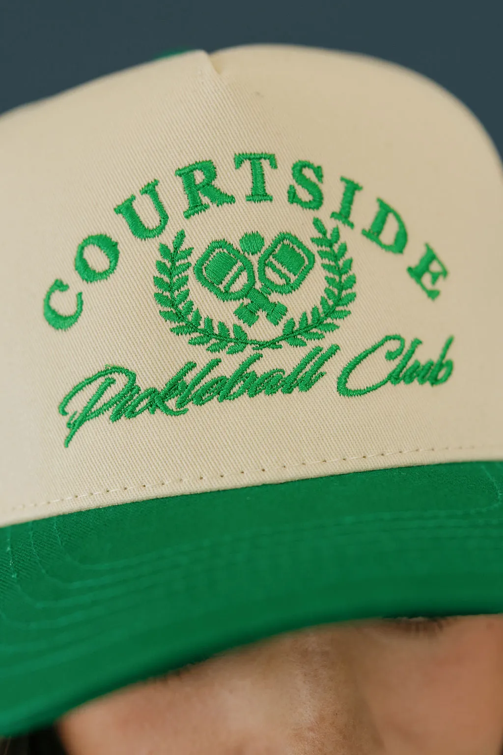 Courtside Pickleball Club Trucker Hat-Cream/Green