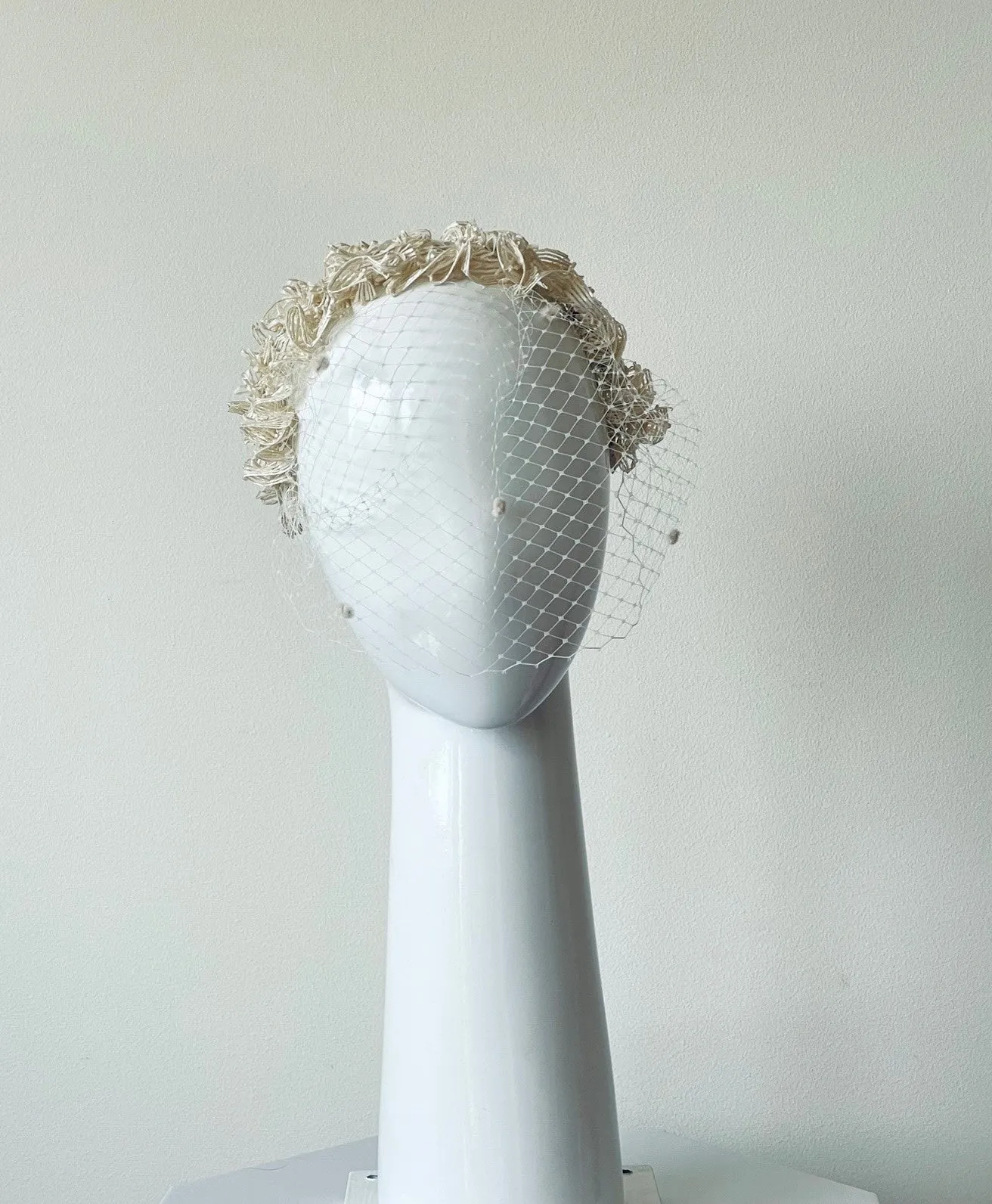 Cream Headband with Detachable Veil
