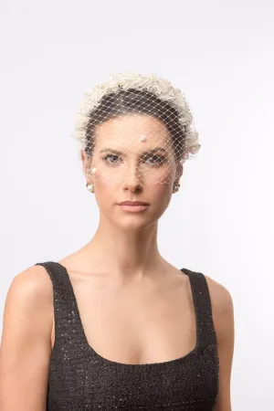 Cream Headband with Detachable Veil