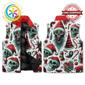 Creepy Christmas Unisex Zip Up Puffer Vest