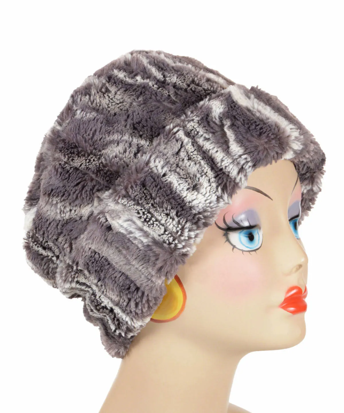 Cuffed Pillbox, Reversible (Solid or Two-Tone) - Marble Dune Luxury Faux Furs