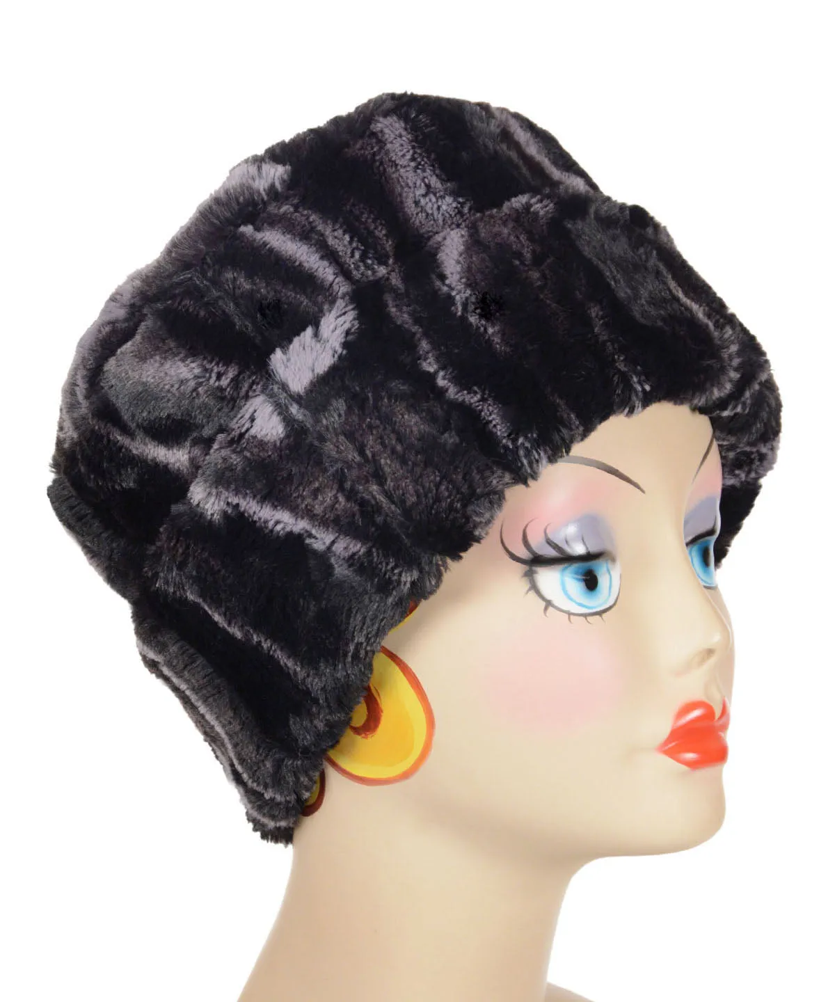 Cuffed Pillbox, Reversible (Solid or Two-Tone) - Marble Dune Luxury Faux Furs