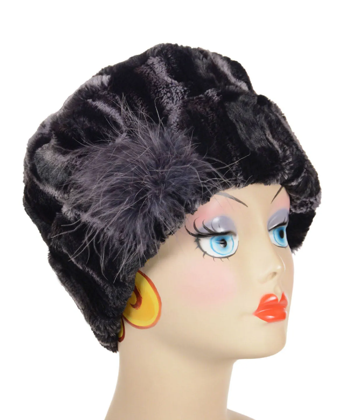 Cuffed Pillbox, Reversible (Solid or Two-Tone) - Marble Dune Luxury Faux Furs