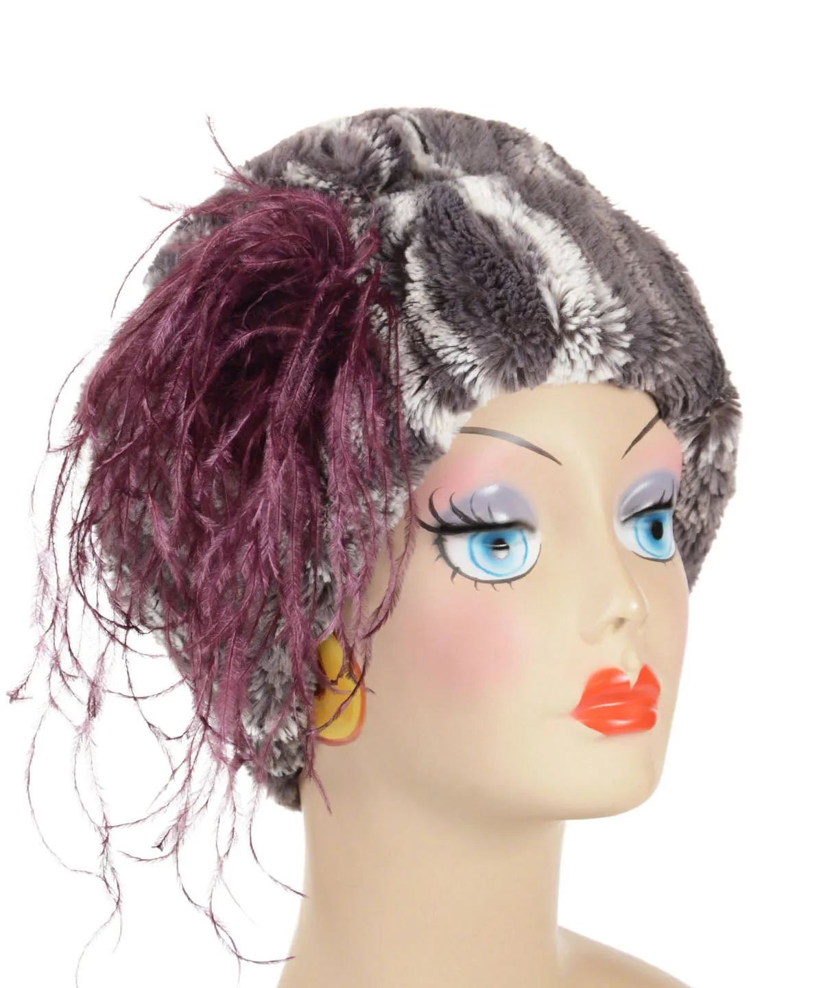 Cuffed Pillbox, Reversible (Solid or Two-Tone) - Marble Dune Luxury Faux Furs
