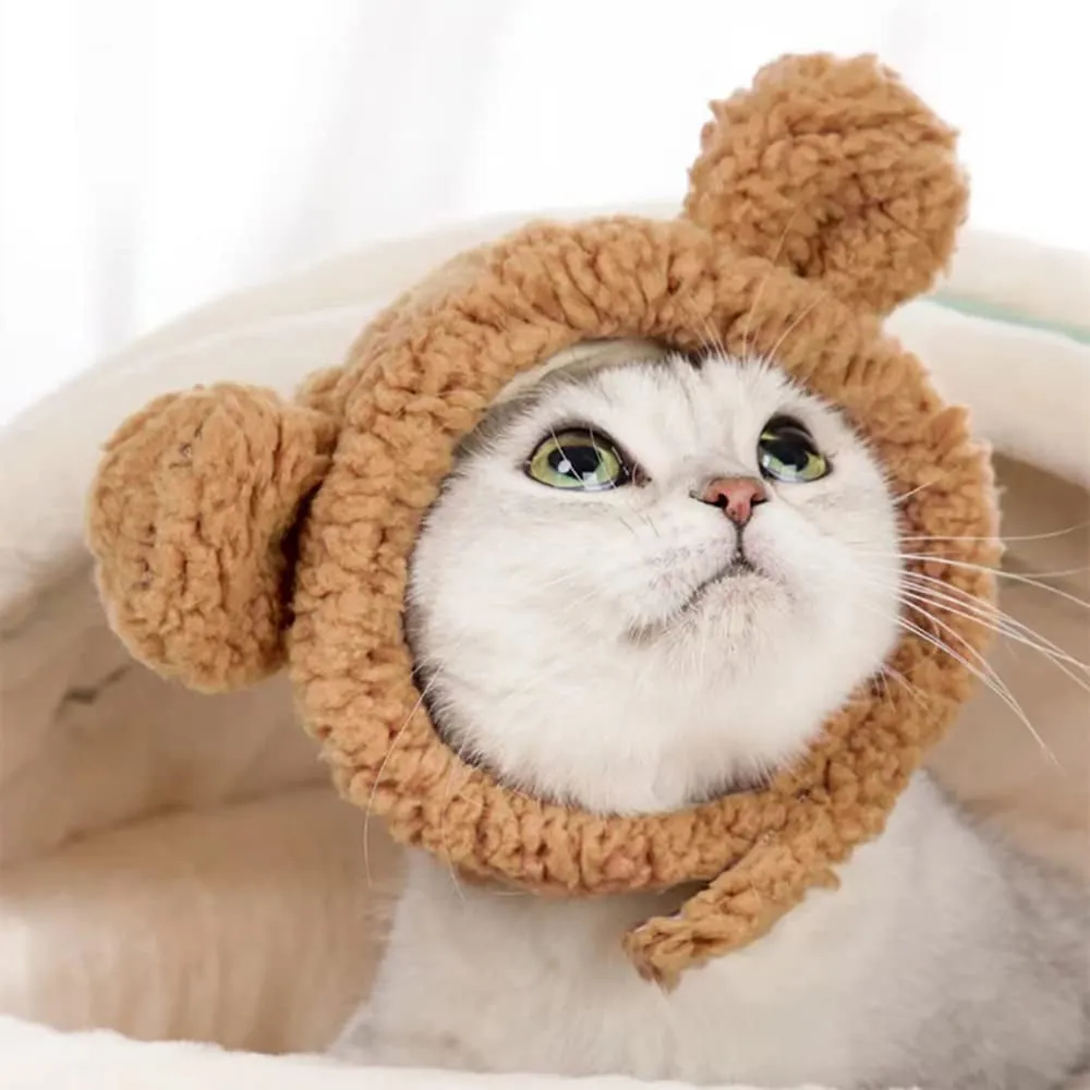 Cute Cat Costume Warm Bear Hat