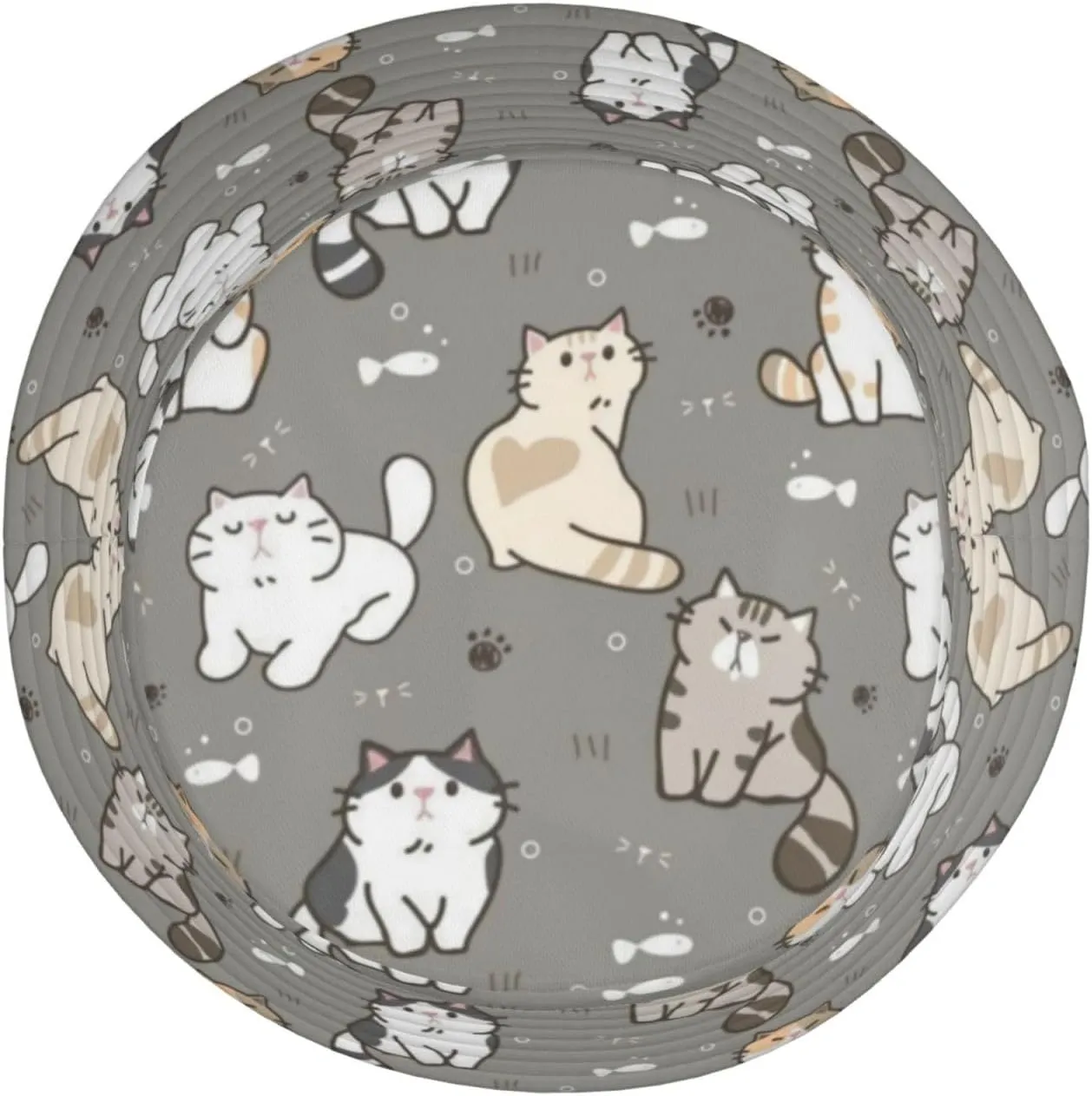 Cute Cat Print Bucket Hat Fisherman Hat Beach Travel Sun Hat Outdoor Cat Cap for Men Women