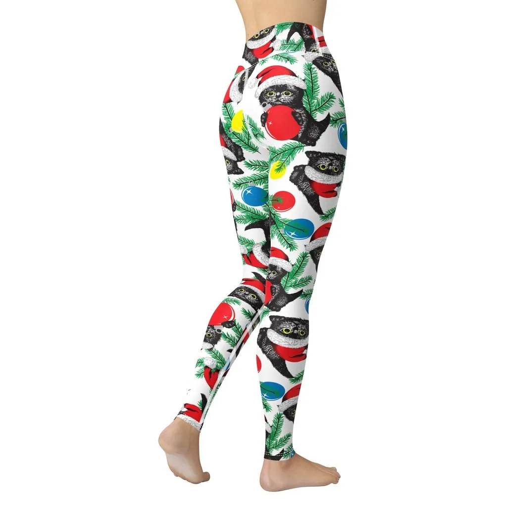 Cute Christmas Cat Yoga Leggings