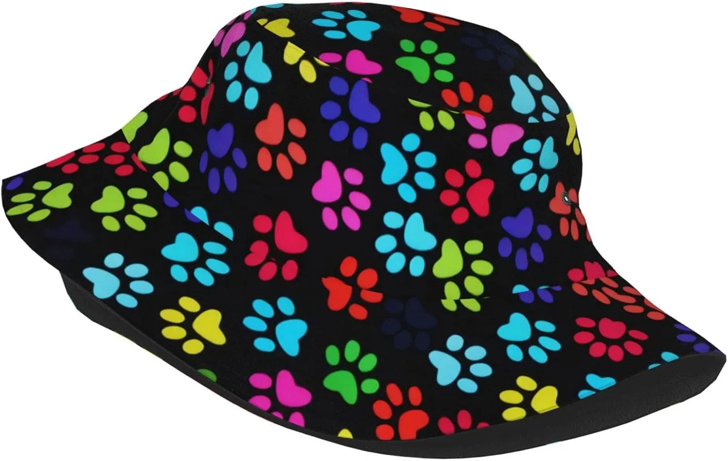 Cute Dog Paw Print Bucket Hat Beach Sun Hat for Women Men Summer Dog Paw Hats Sun Protection Fisherman Hat