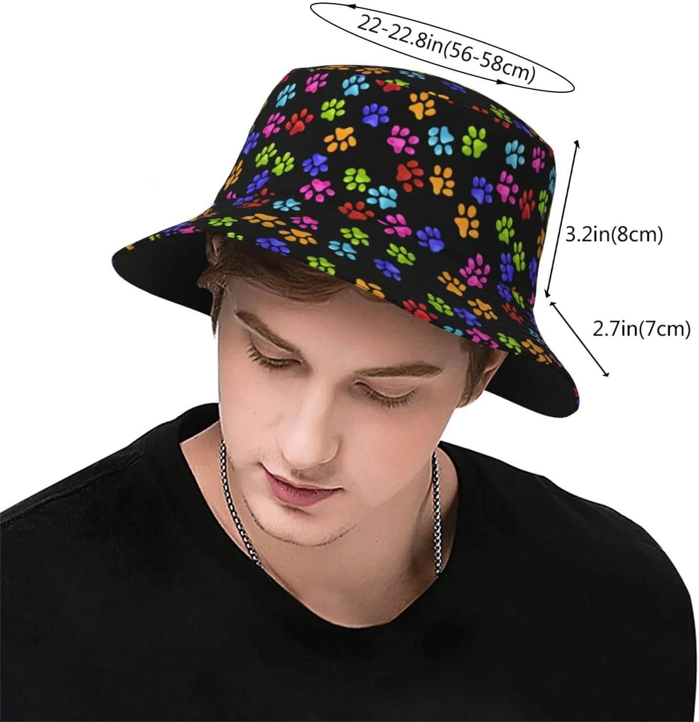 Cute Dog Paw Print Bucket Hat Beach Sun Hat for Women Men Summer Dog Paw Hats Sun Protection Fisherman Hat