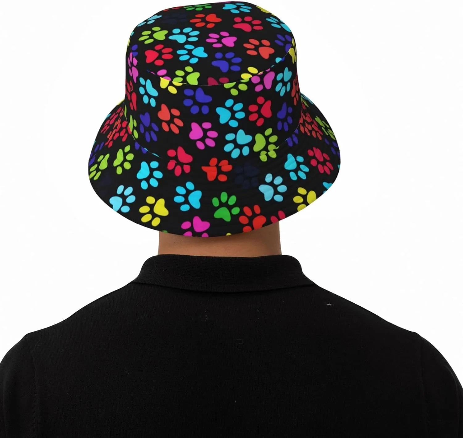 Cute Dog Paw Print Bucket Hat Beach Sun Hat for Women Men Summer Dog Paw Hats Sun Protection Fisherman Hat