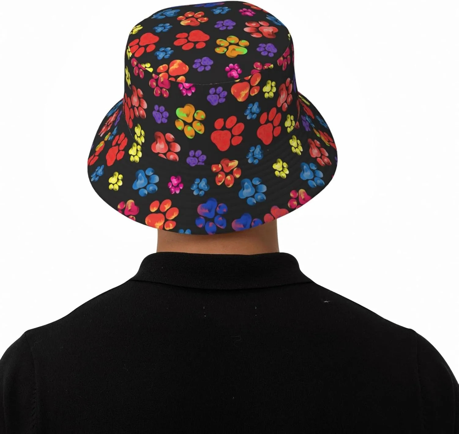 Cute Dog Paw Print Bucket Hat Beach Sun Hat for Women Men Summer Dog Paw Hats Sun Protection Fisherman Hat