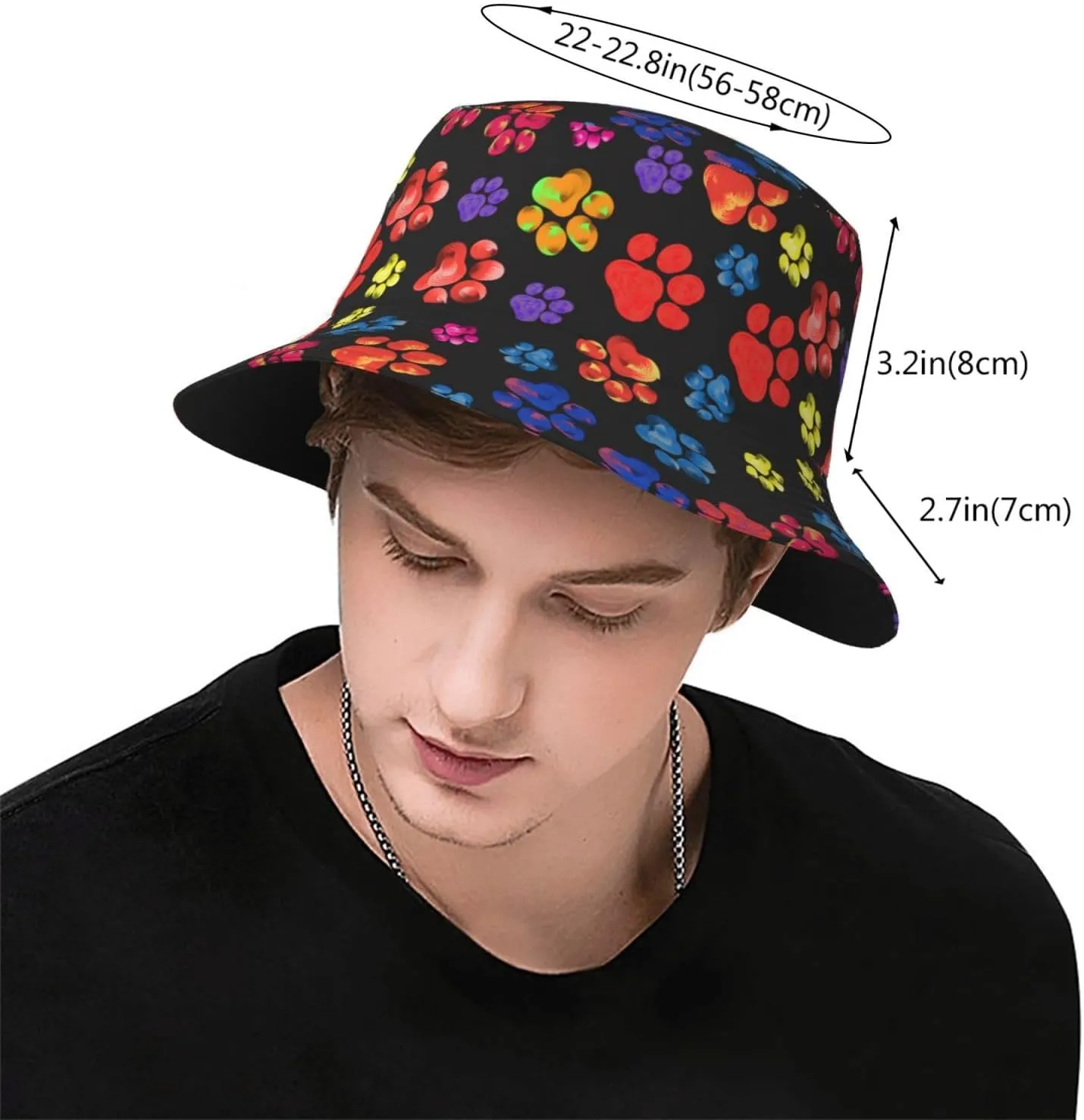 Cute Dog Paw Print Bucket Hat Beach Sun Hat for Women Men Summer Dog Paw Hats Sun Protection Fisherman Hat