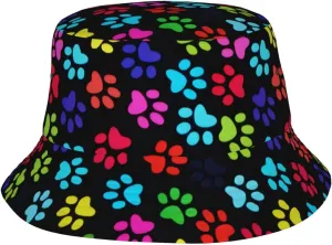 Cute Dog Paw Print Bucket Hat Beach Sun Hat for Women Men Summer Dog Paw Hats Sun Protection Fisherman Hat