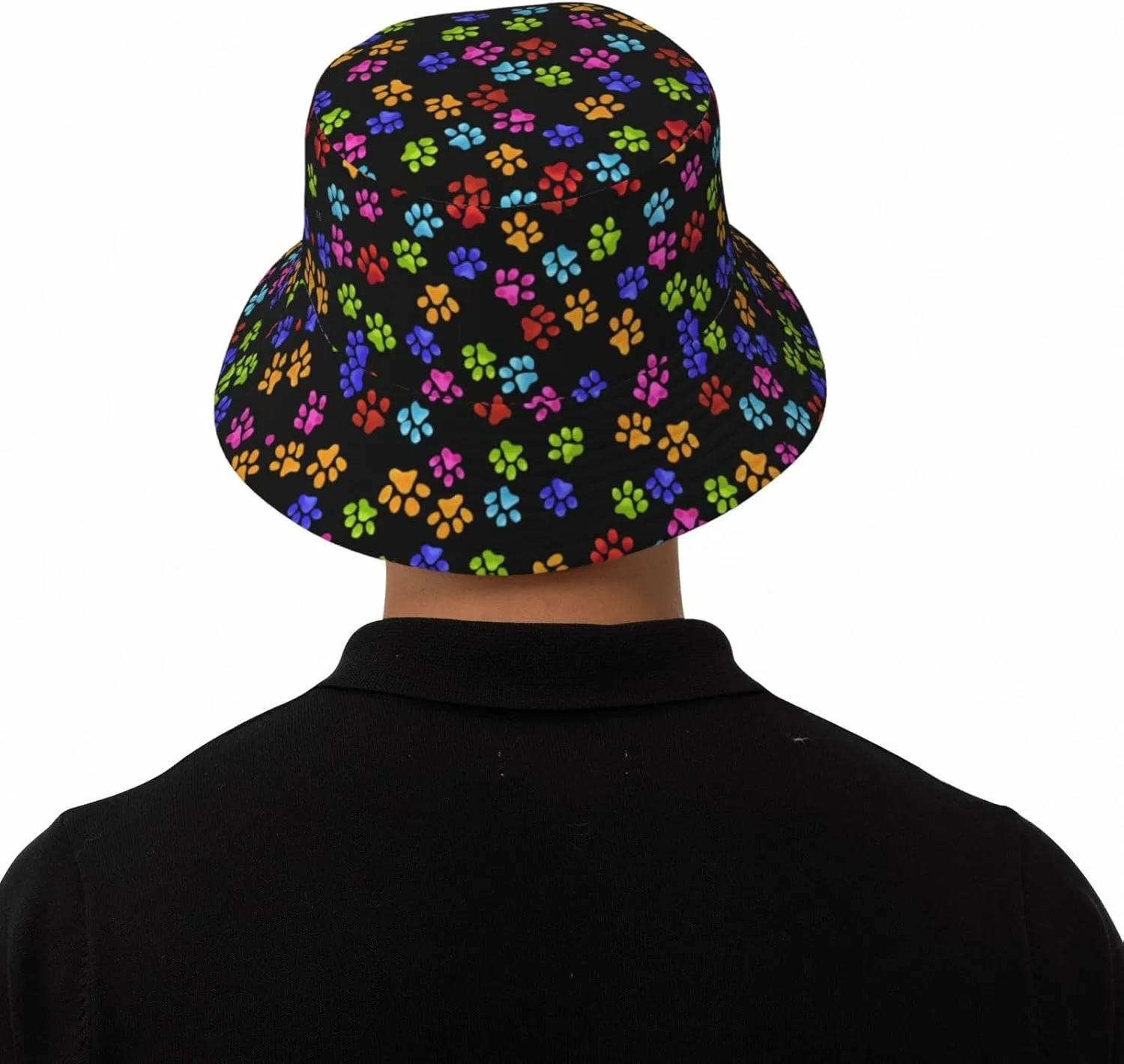 Cute Dog Paw Print Bucket Hat Beach Sun Hat for Women Men Summer Dog Paw Hats Sun Protection Fisherman Hat