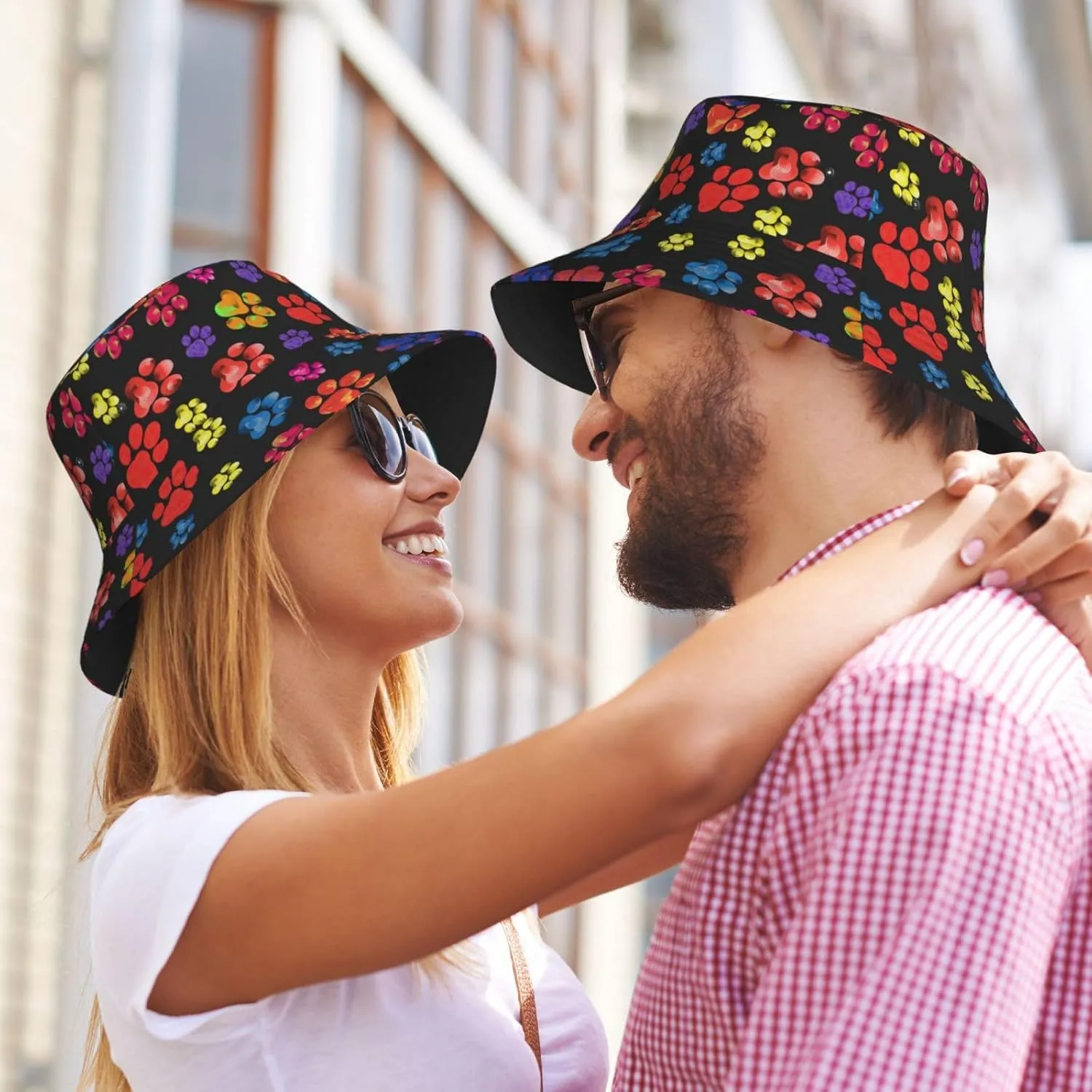 Cute Dog Paw Print Bucket Hat Beach Sun Hat for Women Men Summer Dog Paw Hats Sun Protection Fisherman Hat