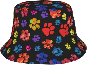 Cute Dog Paw Print Bucket Hat Beach Sun Hat for Women Men Summer Dog Paw Hats Sun Protection Fisherman Hat