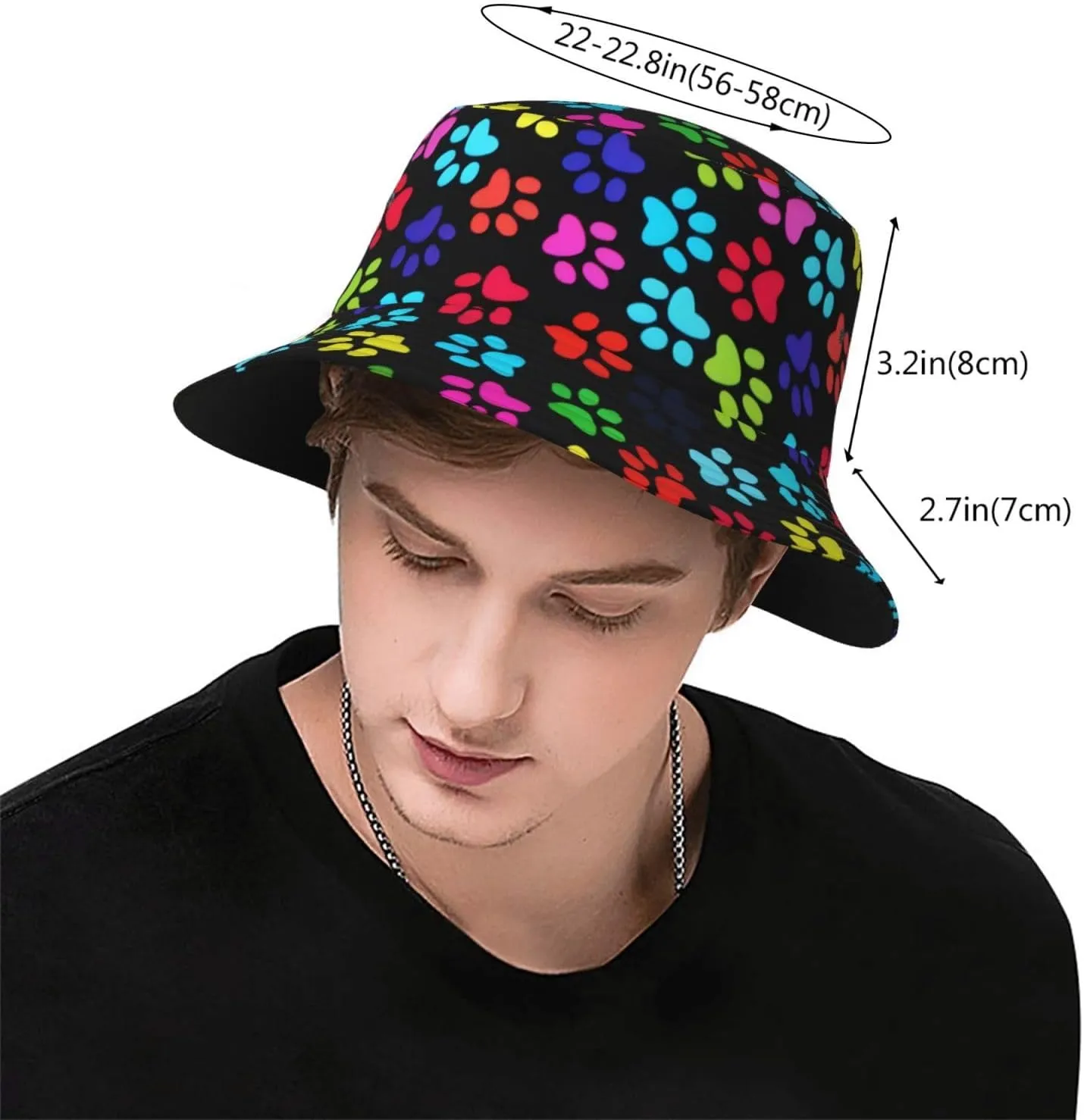 Cute Dog Paw Print Bucket Hat Beach Sun Hat for Women Men Summer Dog Paw Hats Sun Protection Fisherman Hat