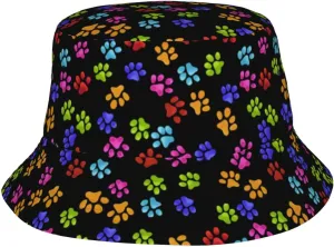 Cute Dog Paw Print Bucket Hat Beach Sun Hat for Women Men Summer Dog Paw Hats Sun Protection Fisherman Hat