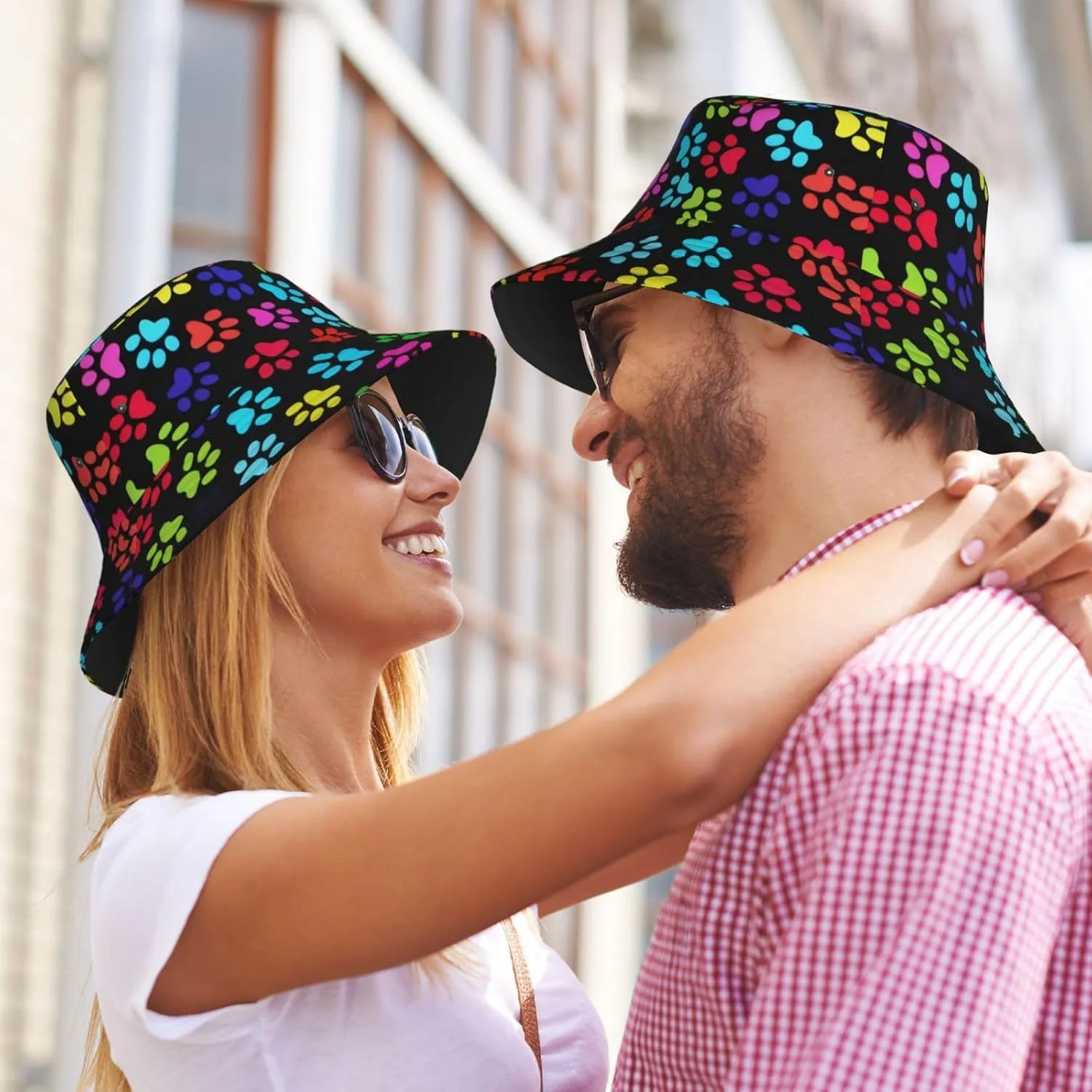 Cute Dog Paw Print Bucket Hat Beach Sun Hat for Women Men Summer Dog Paw Hats Sun Protection Fisherman Hat