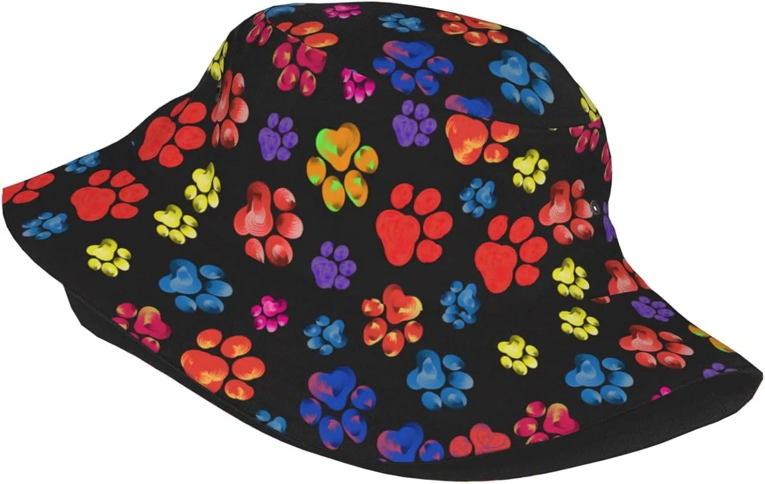 Cute Dog Paw Print Bucket Hat Beach Sun Hat for Women Men Summer Dog Paw Hats Sun Protection Fisherman Hat
