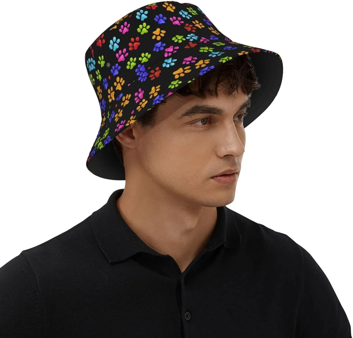 Cute Dog Paw Print Bucket Hat Beach Sun Hat for Women Men Summer Dog Paw Hats Sun Protection Fisherman Hat