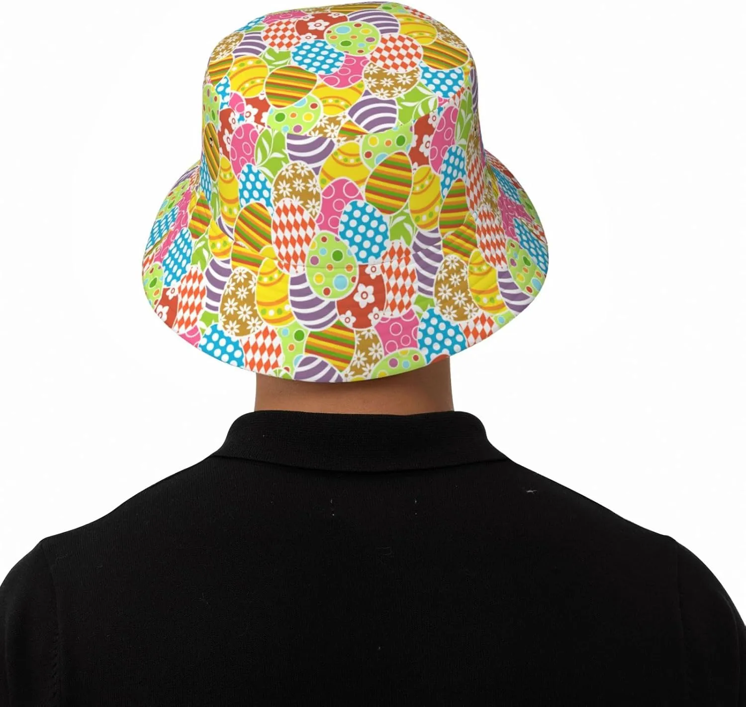 Cute Easter Bunny and Eggs Packable Bucket Hat Sun Hat Fashion Easter Fisherman Hat for Men Women