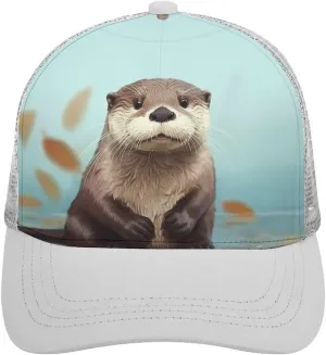 Cute Otter Adult Baseball Cap Hollow Baseball Hat Sun Visor Hat Adjustable Golf Hat for Men Women