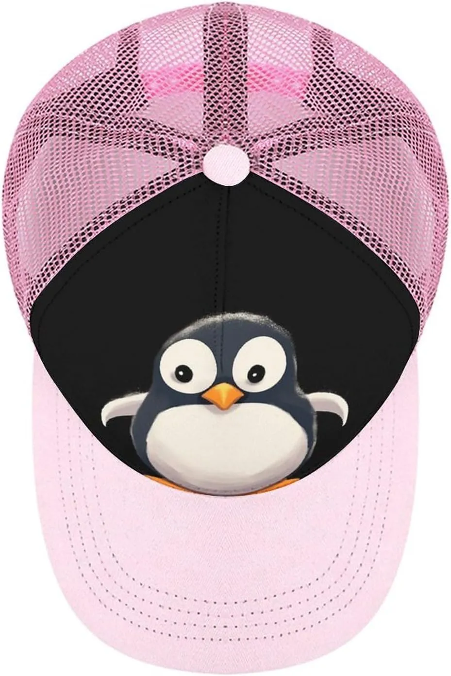 Cute Penguin Adult Baseball Cap Hollow Baseball Hat Sun Visor Hat Adjustable Golf Hat for Men Women