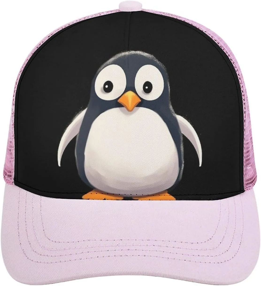 Cute Penguin Adult Baseball Cap Hollow Baseball Hat Sun Visor Hat Adjustable Golf Hat for Men Women