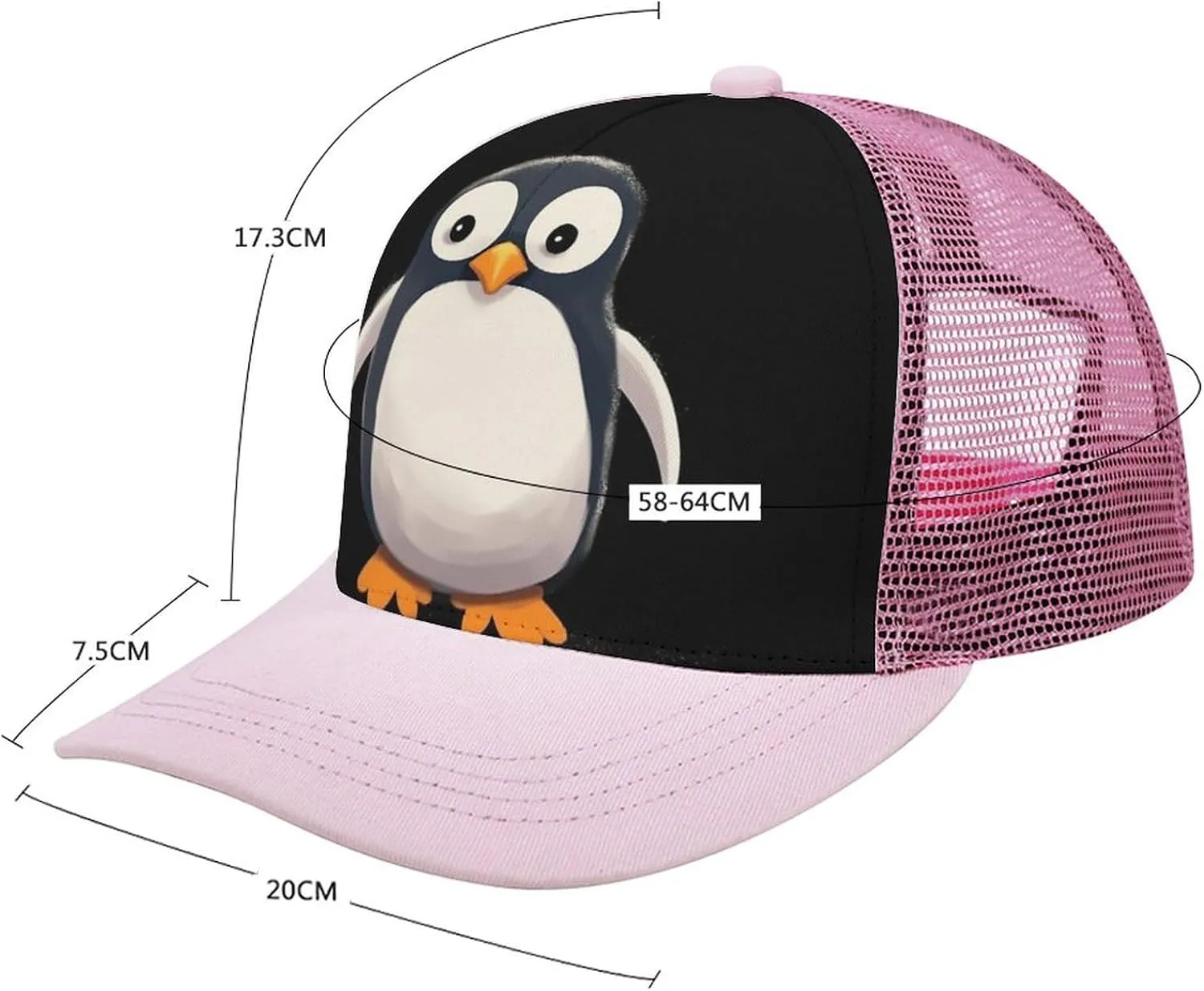 Cute Penguin Adult Baseball Cap Hollow Baseball Hat Sun Visor Hat Adjustable Golf Hat for Men Women