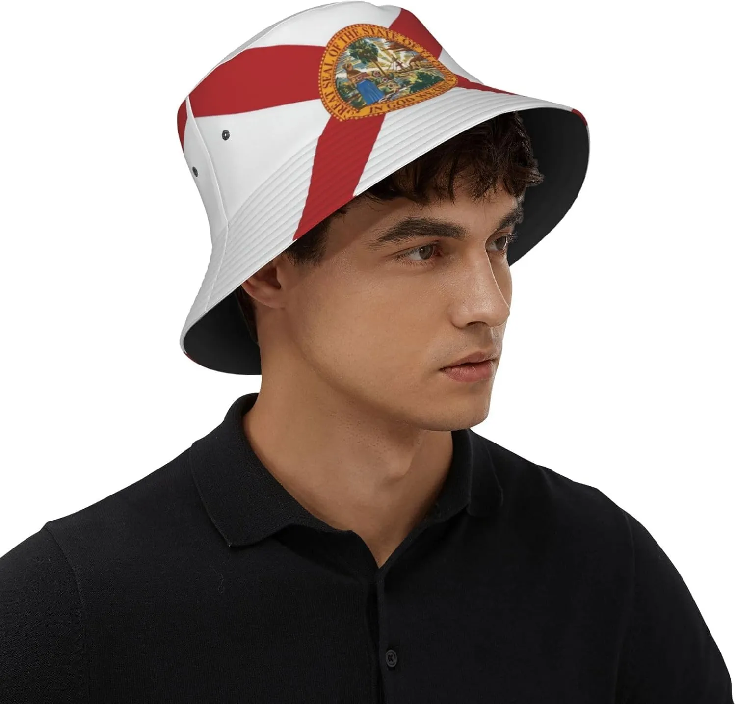 Cute State Flags Bucket Hat Sun Cap Wide Brim Protection Sun Hat Outdoor Fisherman Hat for Women and Men