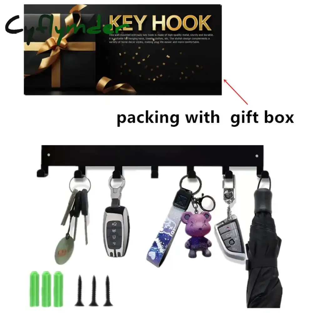Cyflymder Metal Key Holder Home Wall Hooks Organizer Door Entryway Hallway Kitchen Wall Bedroom Decor Rack with 7/9 Hooks