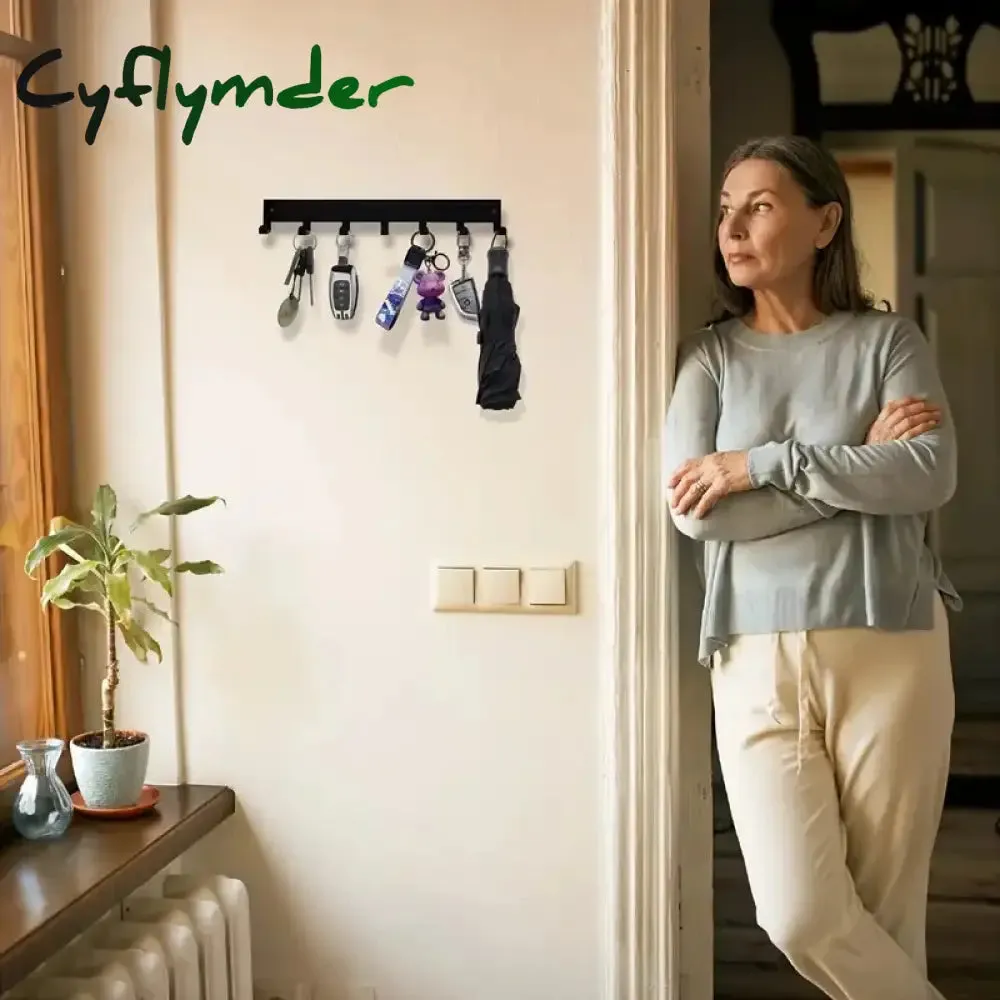 Cyflymder Metal Key Holder Home Wall Hooks Organizer Door Entryway Hallway Kitchen Wall Bedroom Decor Rack with 7/9 Hooks