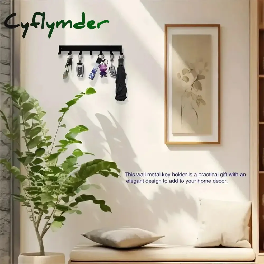Cyflymder Metal Key Holder Home Wall Hooks Organizer Door Entryway Hallway Kitchen Wall Bedroom Decor Rack with 7/9 Hooks