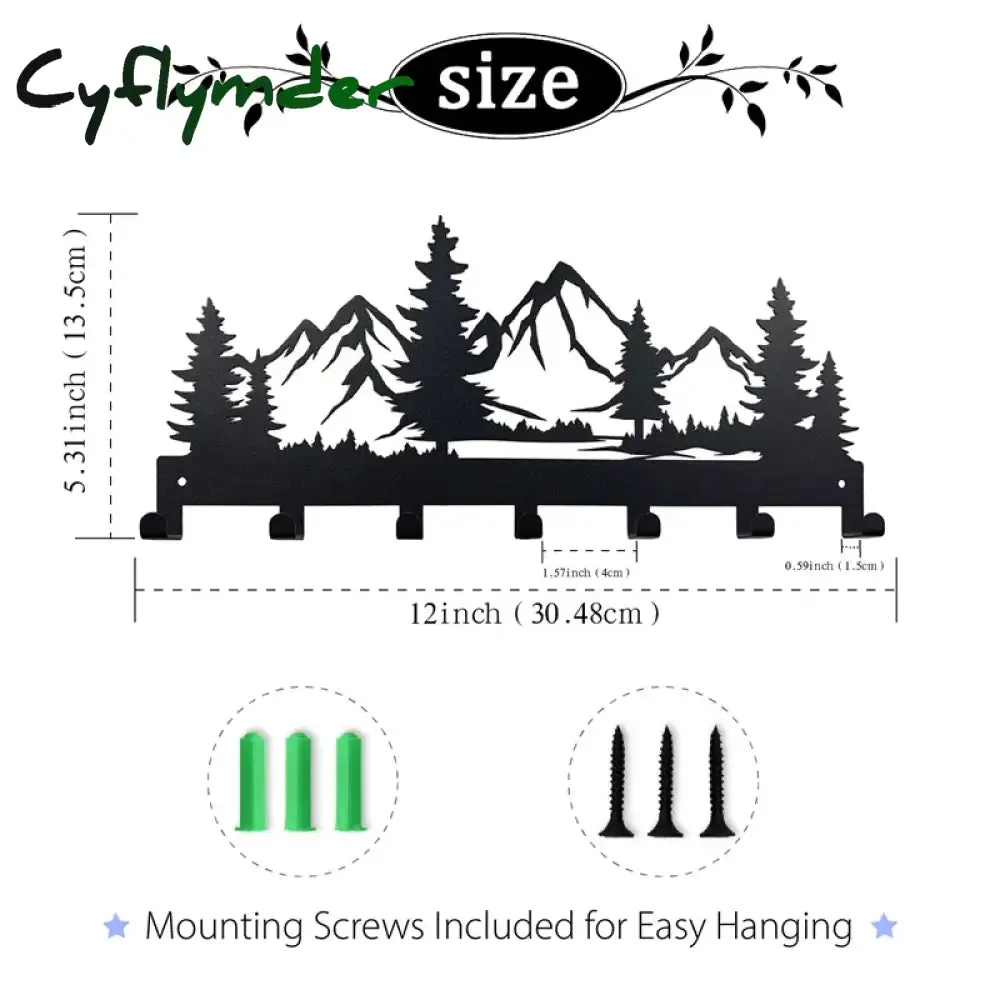 Cyflymder Metal Key Holder Home Wall Hooks Organizer Door Entryway Hallway Kitchen Wall Bedroom Decor Rack with 7/9 Hooks