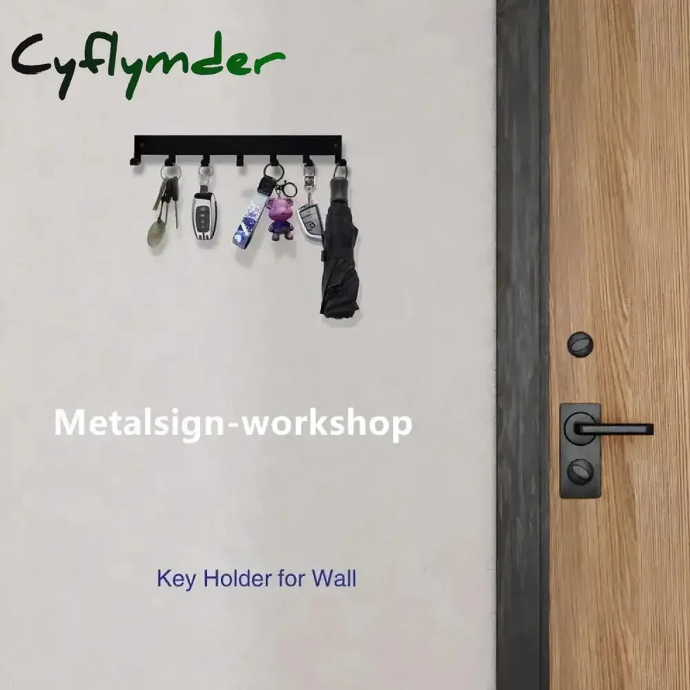 Cyflymder Metal Key Holder Home Wall Hooks Organizer Door Entryway Hallway Kitchen Wall Bedroom Decor Rack with 7/9 Hooks
