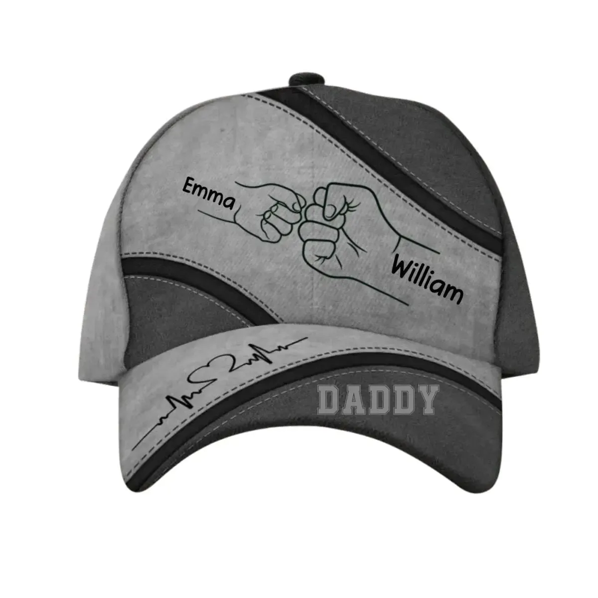 Dad - Outline Fist Bump Daddy Grandpa Personalized Classic Cap