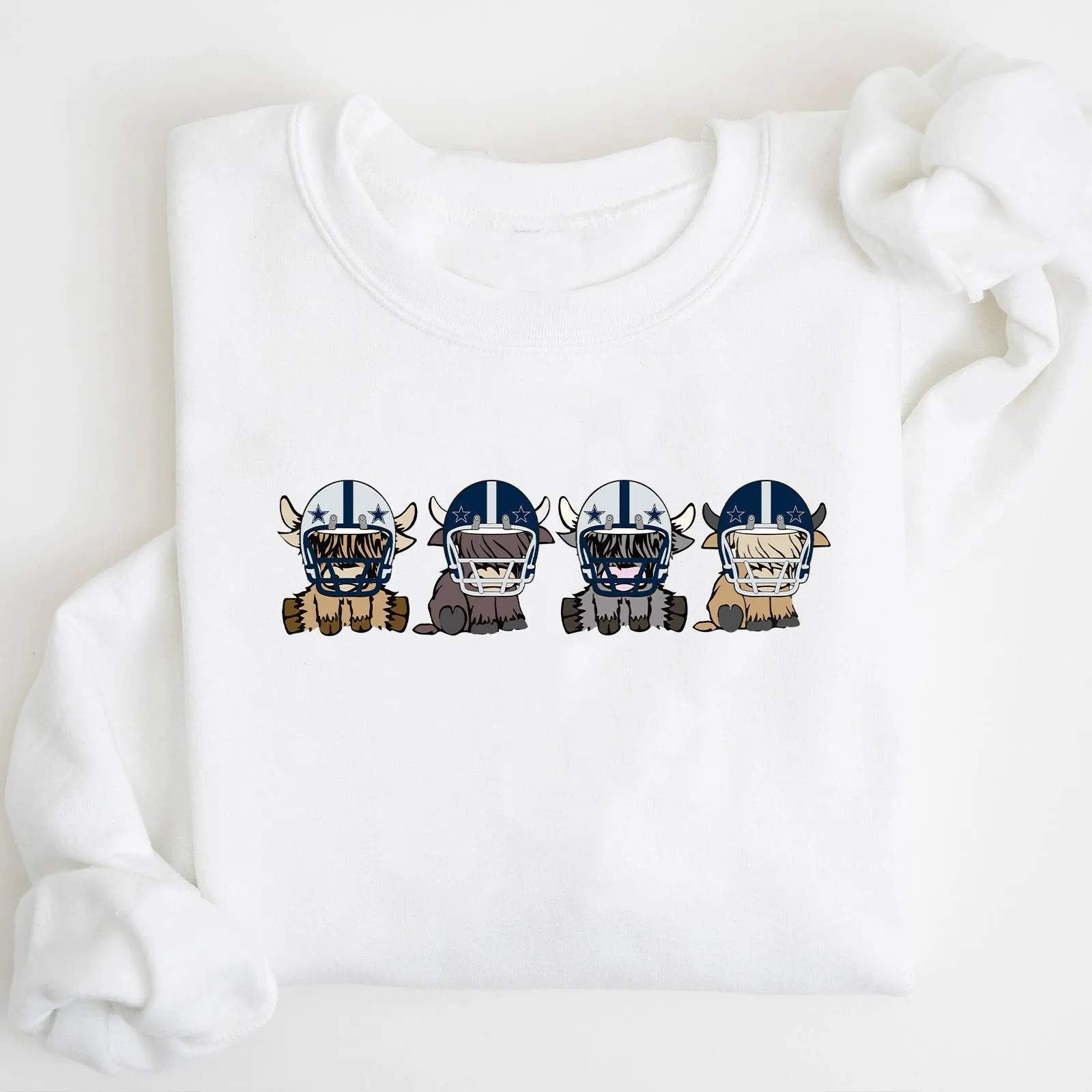 Dallas Cowboys Highland Cow Football Team Football Lovers Gift Unisex Crewneck Hoodie Sweatshirt