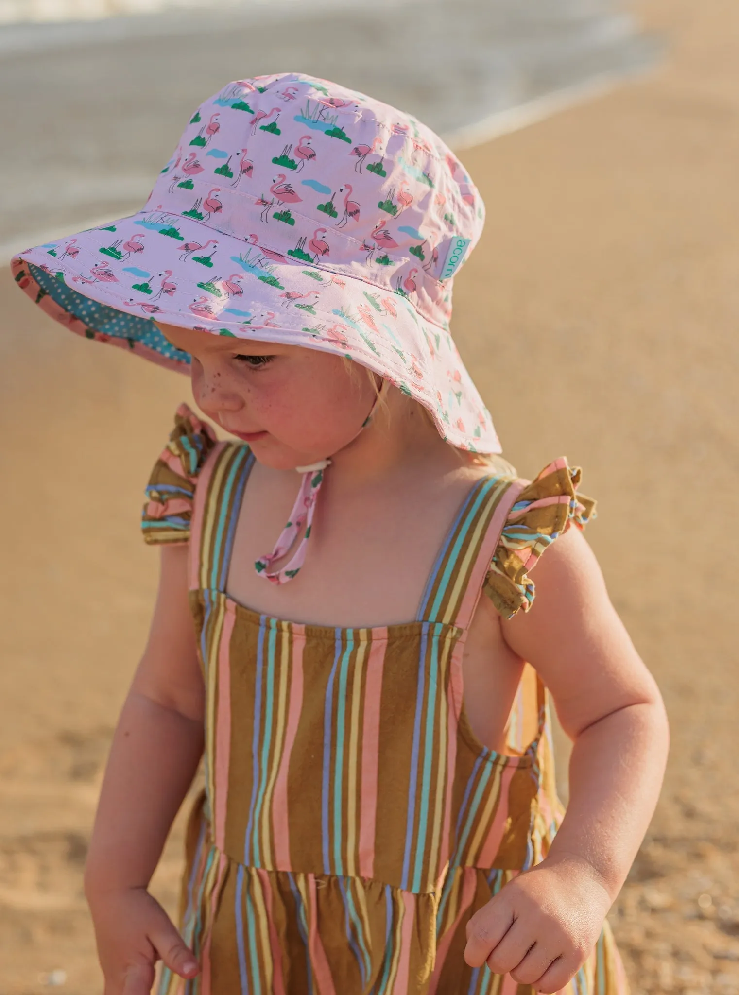 Dancing Flamingo Broad Brim Bucket Hat
