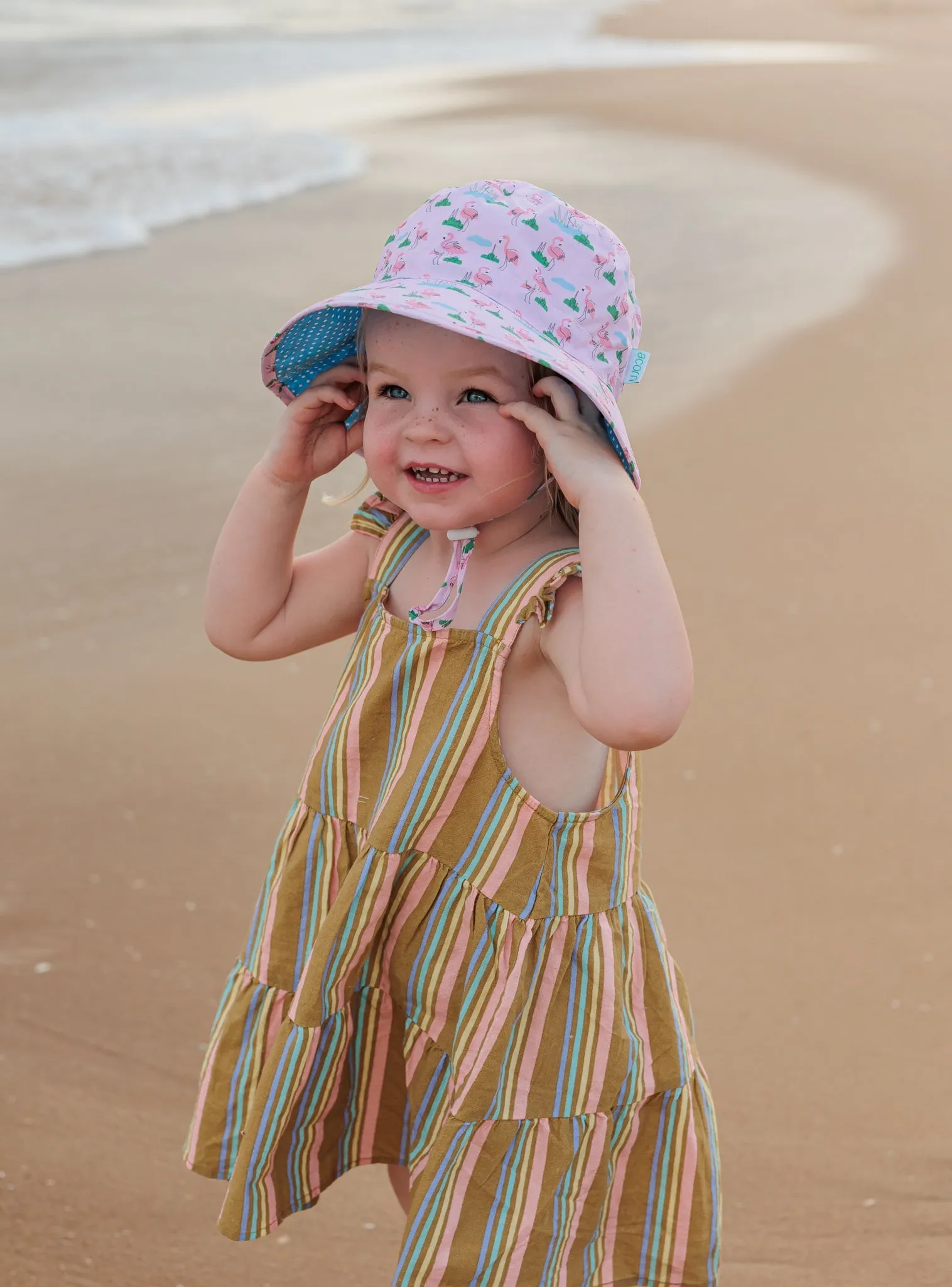 Dancing Flamingo Broad Brim Bucket Hat
