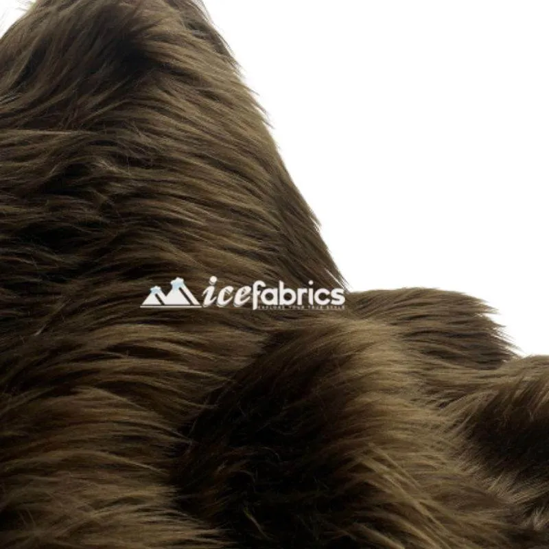 Dark Brown Shaggy Mohair Long Pile Faux Fur Fabric By The Yard