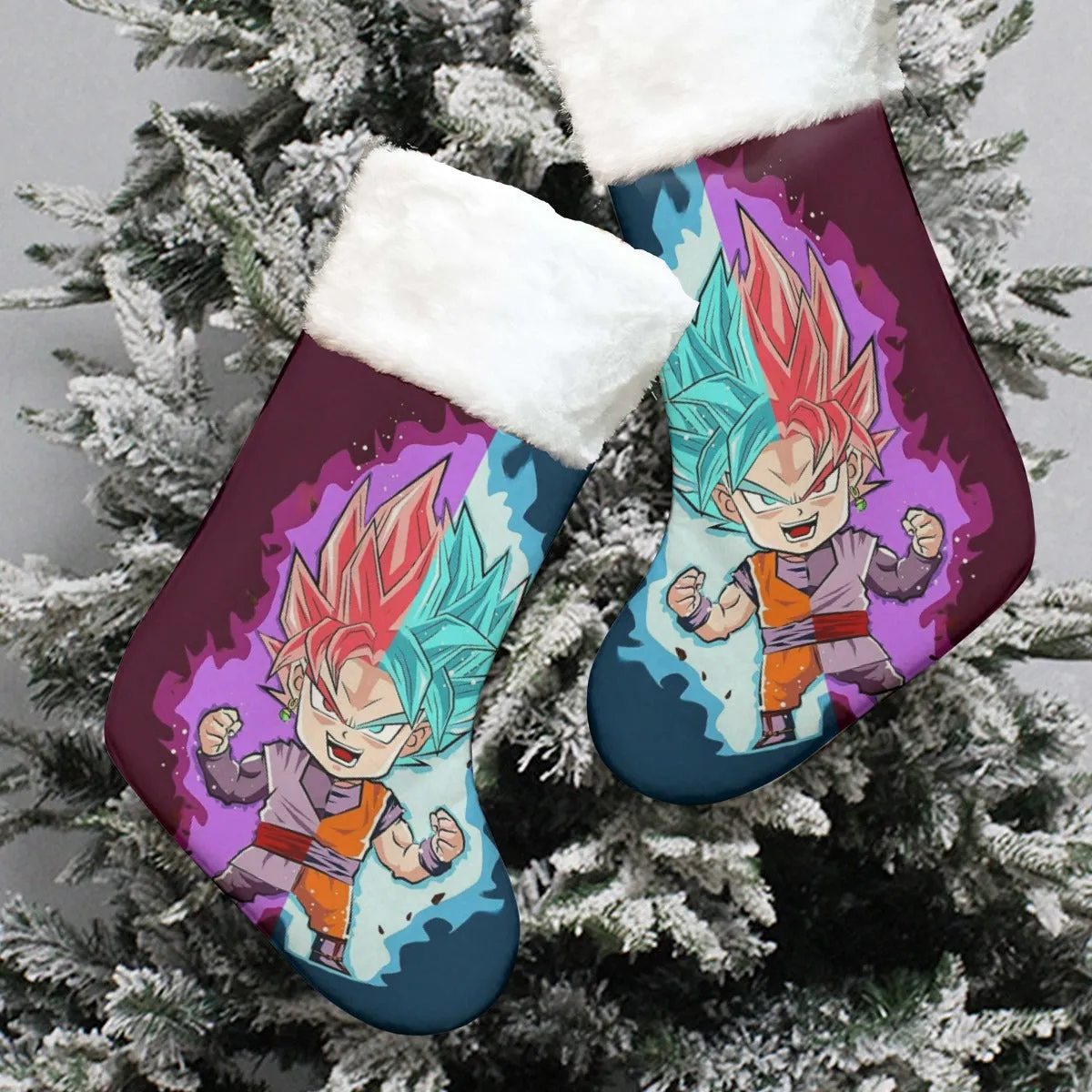 DBZ Goku Zamasu SSGSS God Blue Rose Super Saiyan Chibi Christmas Socks