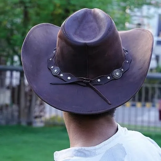 Deadwood Brown Leather Western Hat For Cowboy And Cowgirl