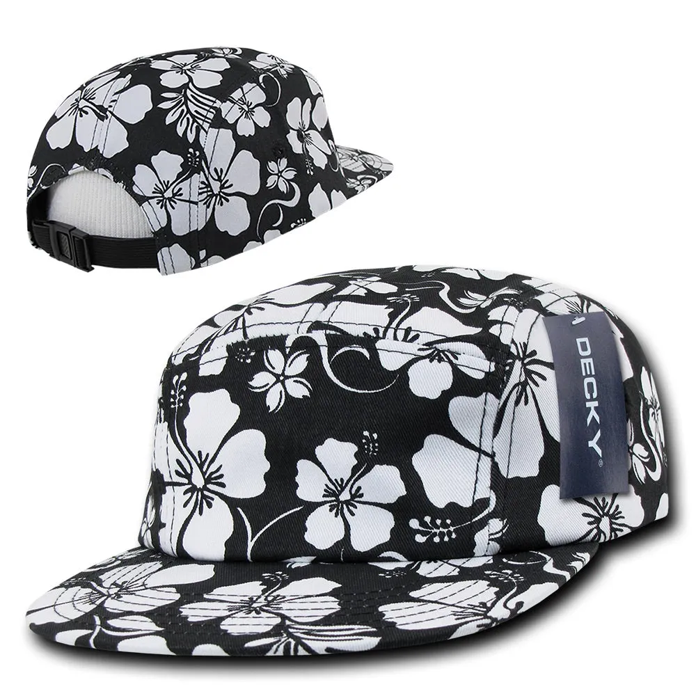 Decky 1069 5 Panel Floral Tropical Racer Racing Jockey Hat Camper Cap