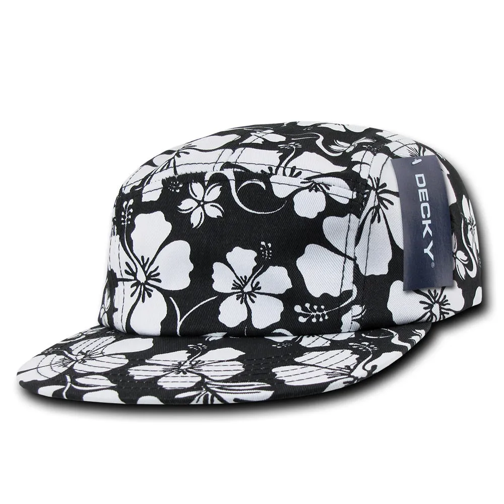 Decky 1069 5 Panel Floral Tropical Racer Racing Jockey Hat Camper Cap