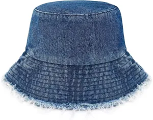 Denim Bucket Hat for Women Festival Safari Boonie Packable Cap Washed Summer Beach Sun Hats
