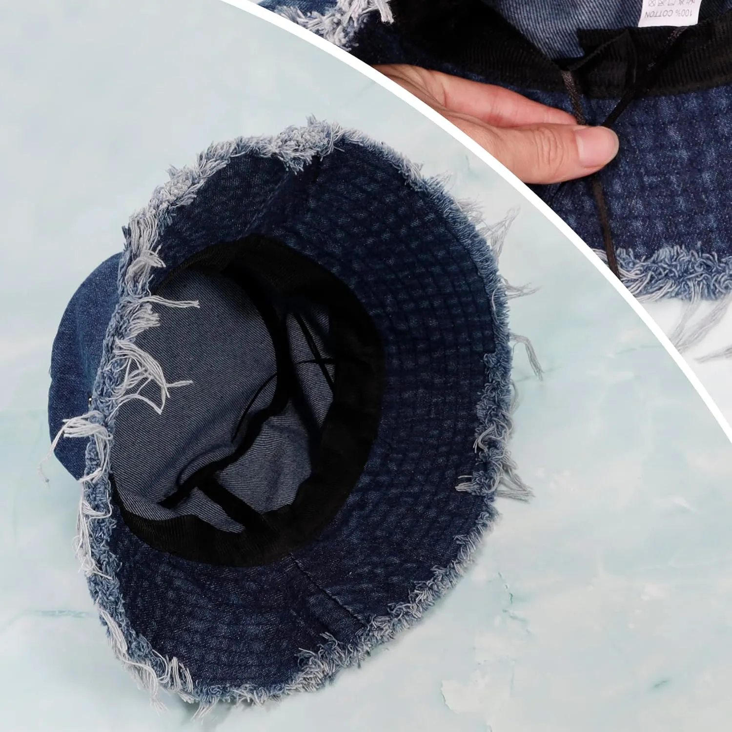 Denim Bucket Hat for Women Festival Safari Boonie Packable Cap Washed Summer Beach Sun Hats