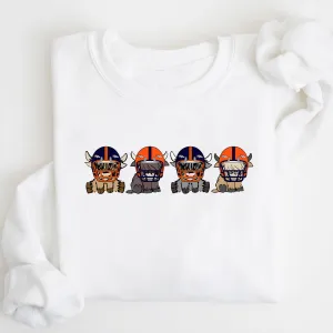 Denver Broncos Highland Cow Football Team Football Lovers Gift Unisex Crewneck Hoodie Sweatshirt