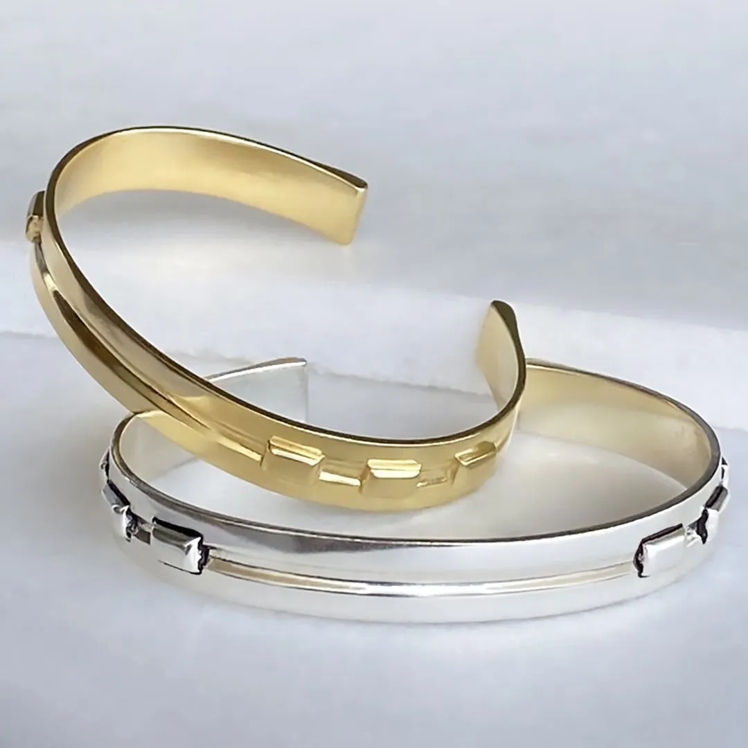 Derby Day - Stylized  Horseshoe and 14K Gold on Brass Cuff Bracelet